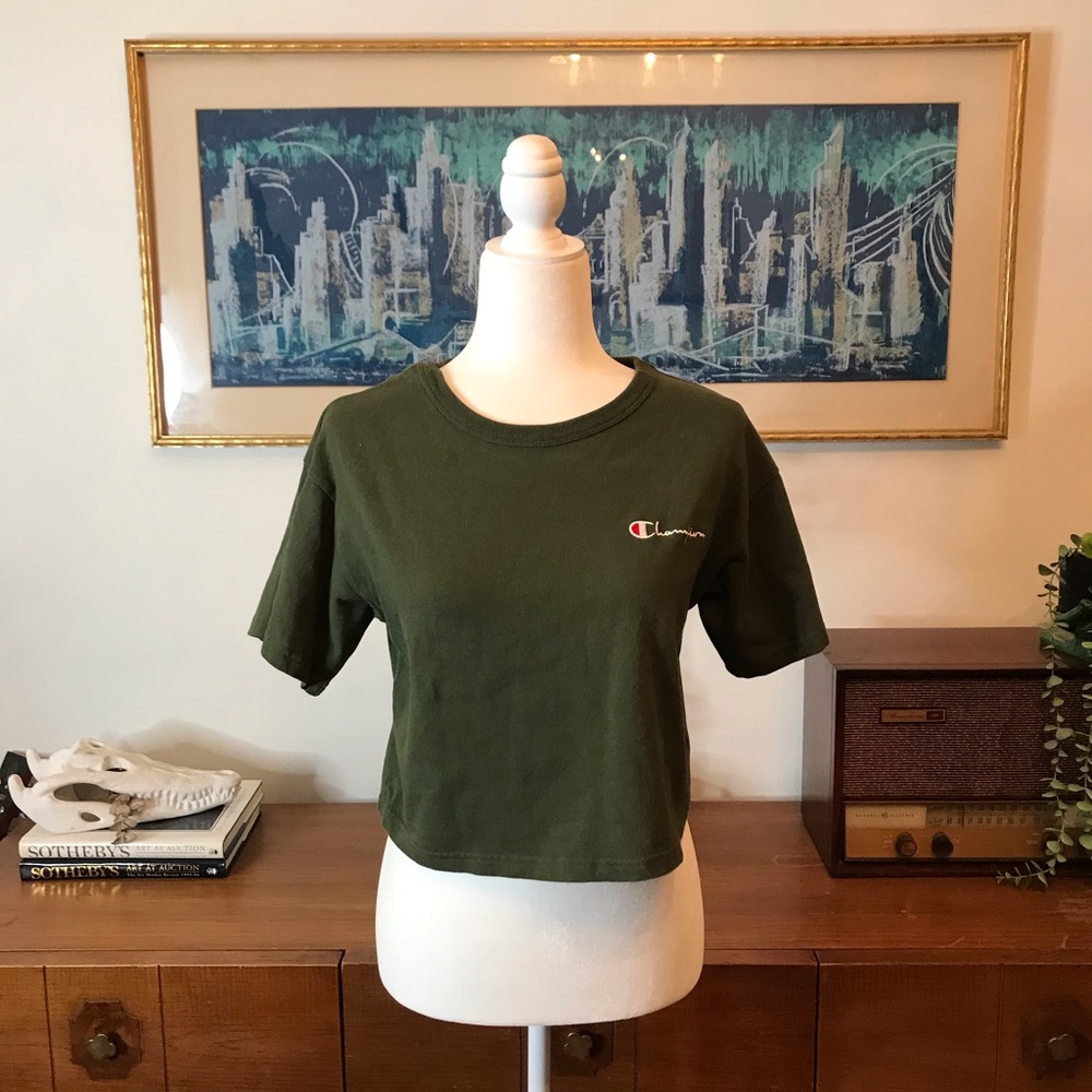 Champion Army Green Cropped Tee